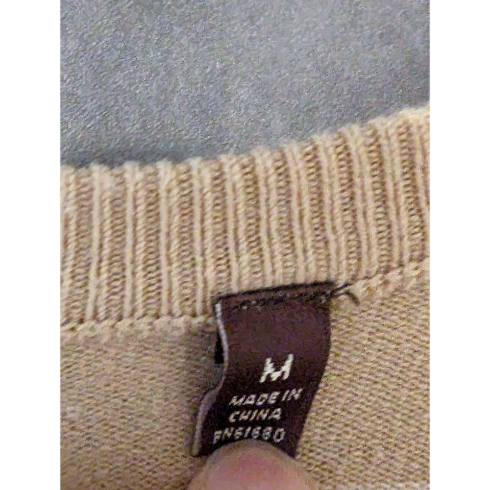 Women's 525 America Striped V-Neck Sweater - Tan and White - Size M - Picture 7 of 10